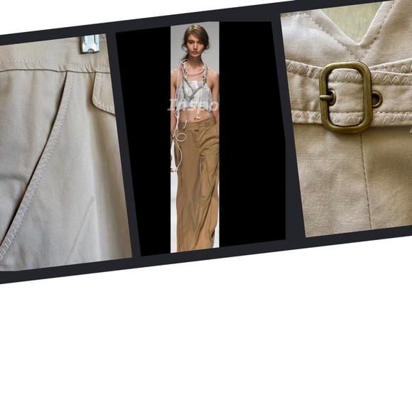 Emil Rutenberg Wide Leg Pants. Low Rise. Beige 10 - Picture 7 of 10